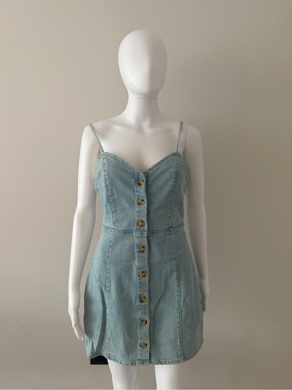 Zara Light Blue Denim Button-Down Mini Dress
